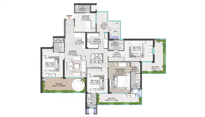 Whiteland The Aspen Iconic 4BHK Floor Plan
